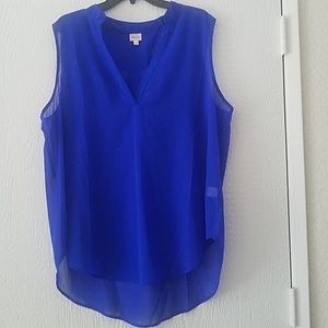 Dizzy Gal Blue Sheer Blouse Sleevles